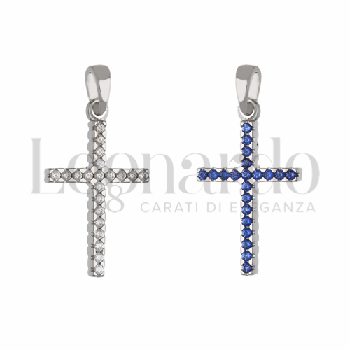 con Double Face - Zirconi Blu e Zirconi Bianchi in Oro Bianco da 1,5gr.