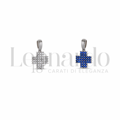 con Double Face - Zirconi Blu e Zirconi Bianchi in Oro Bianco da 1,4gr.