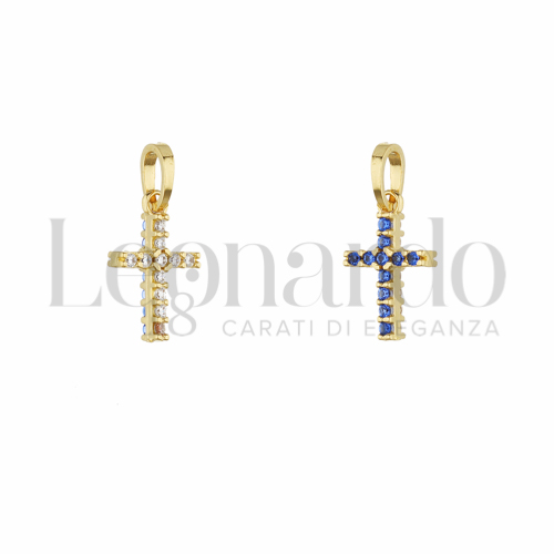 con Double Face - Zirconi Blu e Zirconi Bianchi in Oro Giallo da 0,5gr.