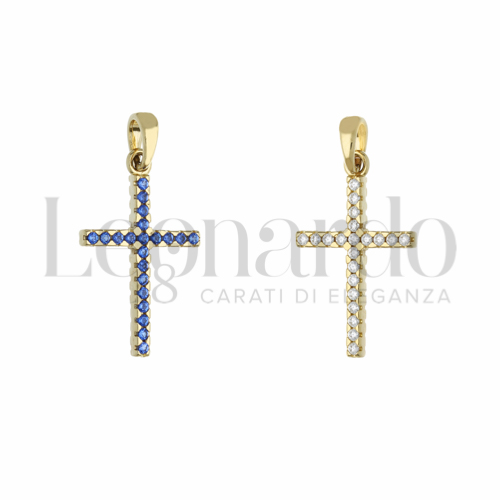 con Double Face - Zirconi Blu e Zirconi Bianchi in Oro Giallo da 1,5gr.