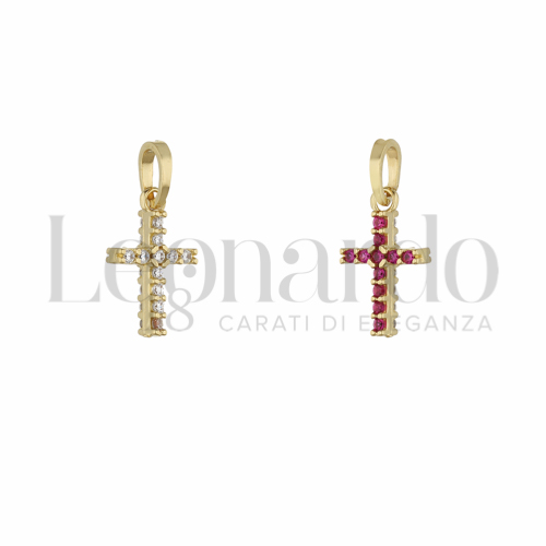 con Double Face - Zirconi Rossi e Zirconi Bianchi in Oro Giallo da 0,5gr.