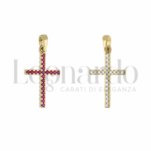 con Double Face - Zirconi Rossi e Zirconi Bianchi in Oro Giallo da 1,6gr.