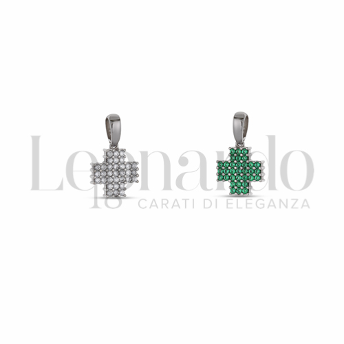 con Double Face - Zirconi Verdi e Zirconi Bianchi in Oro Bianco da 1,4gr.