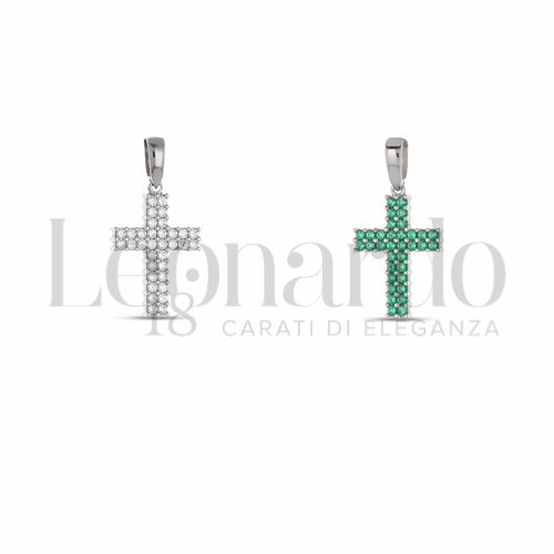 con Double Face - Zirconi Verdi e Zirconi Bianchi in Oro Bianco da 1,4gr.