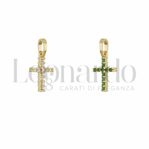 con Double Face - Zirconi Verdi e Zirconi Bianchi in Oro Giallo da 0,5gr.