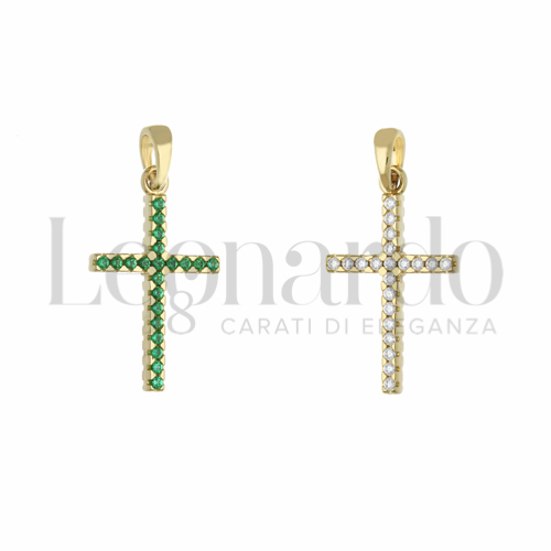 con Double Face - Zirconi Verdi e Zirconi Bianchi in Oro Giallo da 1,6gr.