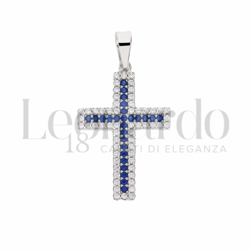 con Pietra di Colore Blu e zirconi bianchi in Oro Bianco da 2,5gr.