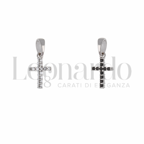 con Double Face - Zirconi Bianchi + Zirconi neri in Oro Bianco da 0,6gr.