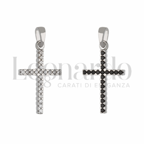 con Double Face - Zirconi Bianchi + Zirconi neri in Oro Bianco da 1,5gr.