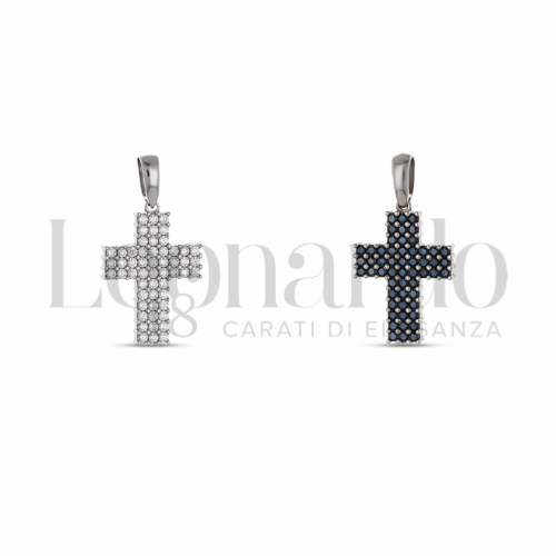 con Double Face - Zirconi Bianchi + Zirconi neri in Oro Bianco da 2,2gr.