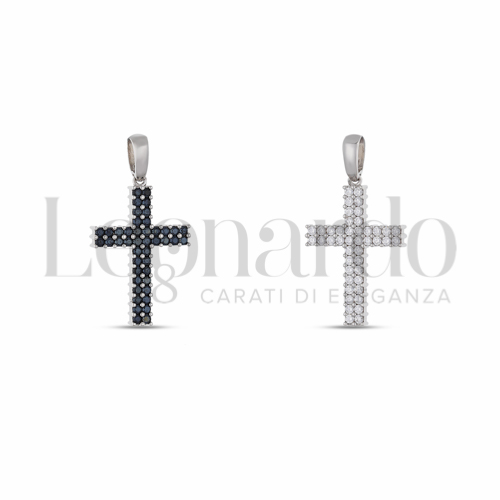con Double Face - Zirconi Bianchi + Zirconi neri in Oro Bianco da 1,8gr.