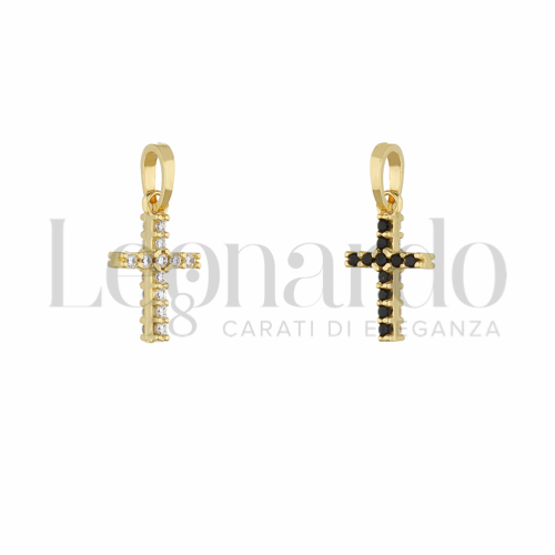 con Double Face - Zirconi Bianchi + Zirconi neri in Oro Giallo da 0,5gr.