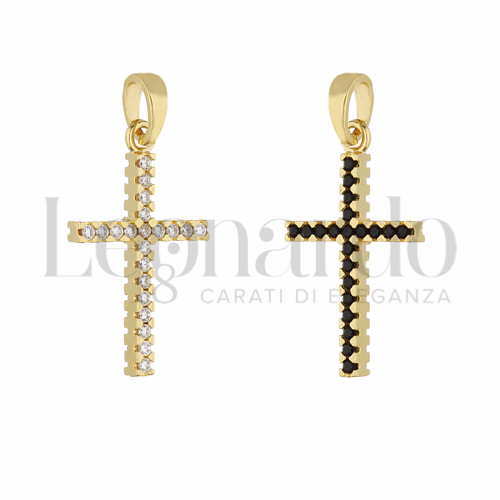 con Double Face - Zirconi Bianchi + Zirconi neri in Oro Giallo da 1,5gr.