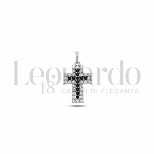 con Cuore di zirconi neri e contorno di zirconi bianchi in Oro Bianco da 1,5gr.