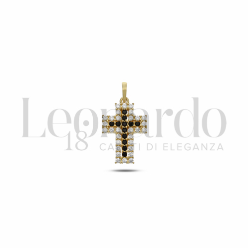 con Cuore di zirconi neri e contorno di zirconi bianchi in Oro Giallo da 1,5gr.