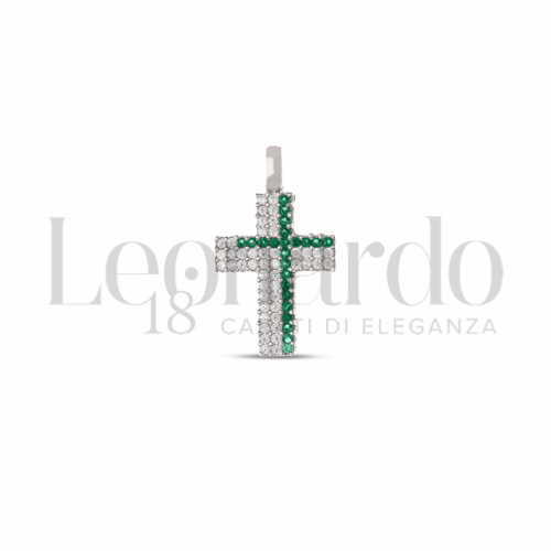 con Pavè di zirconi Verdi e zirconi bianchi in Oro Bianco da 0,9gr.