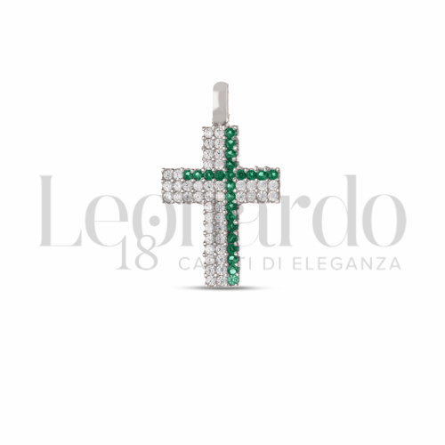 con Pavè di zirconi Verdi e zirconi bianchi in Oro Bianco da 1,5gr.