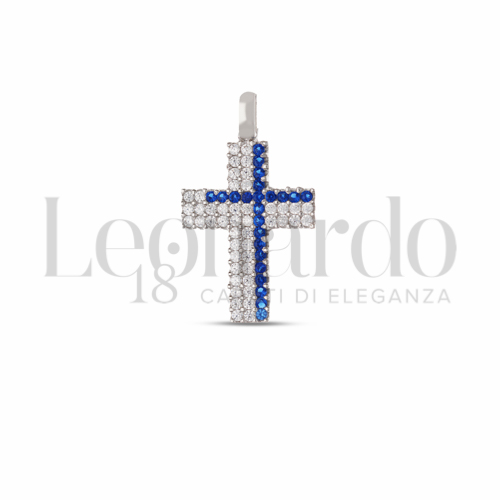 con Pavè di zirconi Blu e zirconi bianchi in Oro Bianco da 1,5gr.