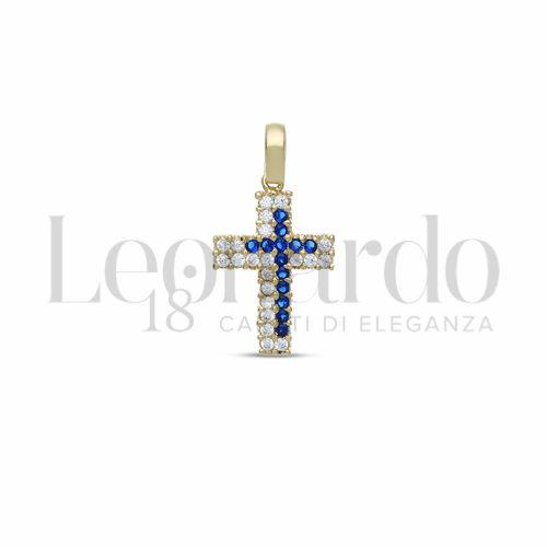 con Pavè di zirconi Blu e zirconi bianchi in Oro Giallo da 1gr.