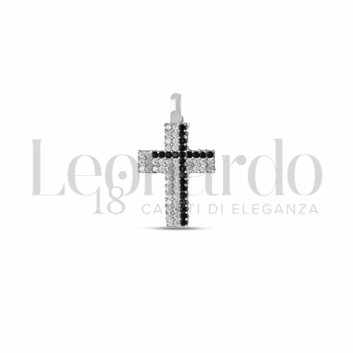 con Pavè di zirconi Neri e zirconi bianchi in Oro Bianco da 0,9gr.