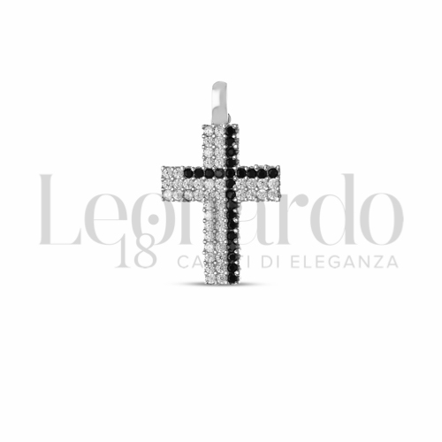 con Pavè di zirconi Neri e zirconi bianchi in Oro Bianco da 1,8gr.