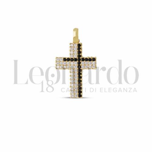 con Pavè di zirconi Neri e zirconi bianchi in Oro Giallo da 1,6gr.