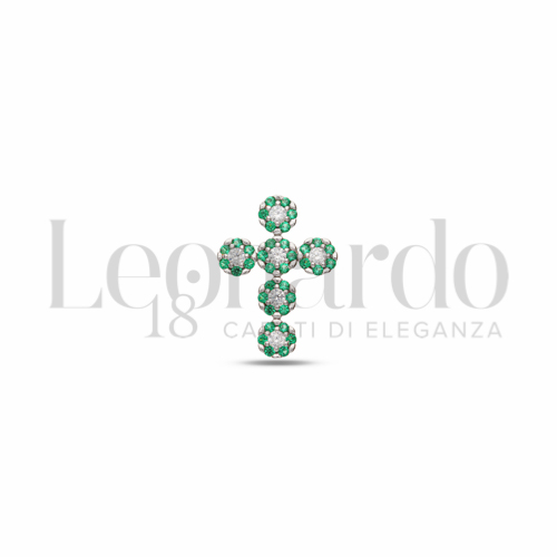 con Zirconi verdi e zirconi bianchi in Oro Bianco da 1,9gr.