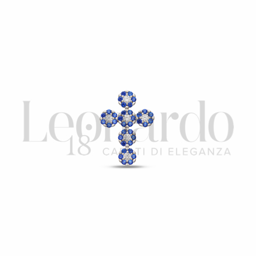 con Zirconi blu e zirconi bianchi in Oro Bianco da 1,9gr.
