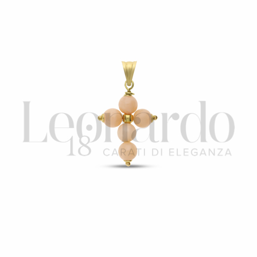 con Corallo rosa in Oro Giallo da 0,7gr.