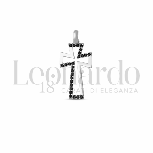 con Mezzo pavè di zirconi neri in Oro Bianco da 1,3gr.