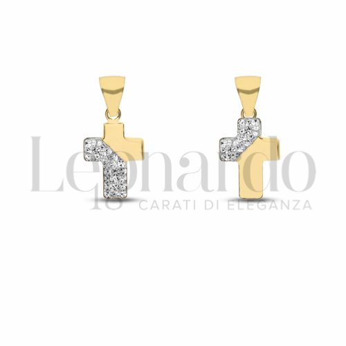 con Mezzo pavè di resina e zirconi in Oro Giallo da 0,4gr.