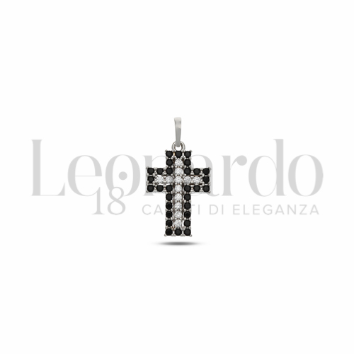 con Cuore di zirconi bianchi e contorno di zirconi neri in Oro Bianco da 1,5gr.