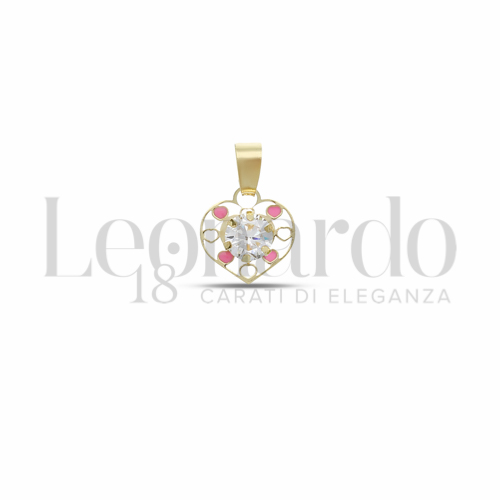 con Smalto rosa e zircone bianco da Misura o modello 4,00 mm in Oro Giallo da 0,3gr.