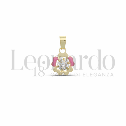 con Smalto rosa e zircone bianco da Misura o modello 4,00 mm in Oro Giallo da 0,3gr.