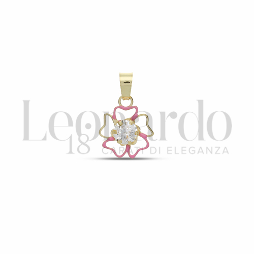 con Smalto rosa e zircone bianco da Misura o modello 4,00 mm in Oro Giallo da 0,3gr.