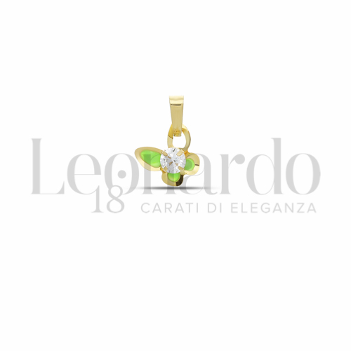 con Smalto verde e zircone bianco da Misura o modello 4,00 mm in Oro Giallo da 0,3gr.