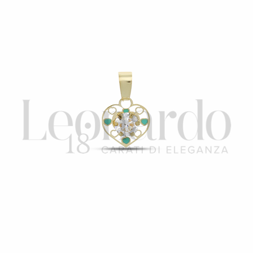 con Smalto verde e zircone bianco da Misura o modello 4,00 mm in Oro Giallo da 0,3gr.