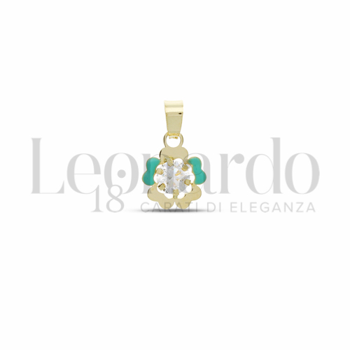 con Smalto verde e zircone bianco da Misura o modello 4,00 mm in Oro Giallo da 0,3gr.