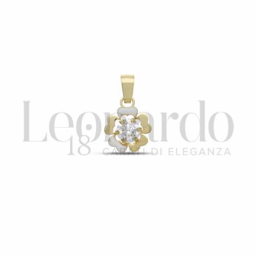 con Smalto bianco e zircone bianco da Misura o modello 4,00 mm in Oro Giallo da 0,3gr.
