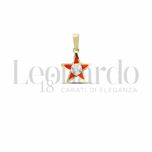 con Smalto rosso e zircone bianco da Misura o modello 4,00 mm in Oro Giallo da 0,3gr.
