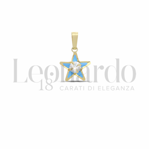 con Smalto azzurro e zircone bianco da Misura o modello 4,00 mm in Oro Giallo da 0,3gr.