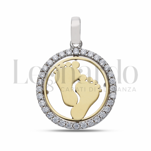 2° Misura con Zircone bianco in Oro Giallo e Oro Bianco da 1,9gr.