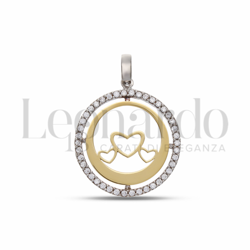 Cuore con Zircone bianco in Oro Giallo e Oro Bianco da 1,6gr.