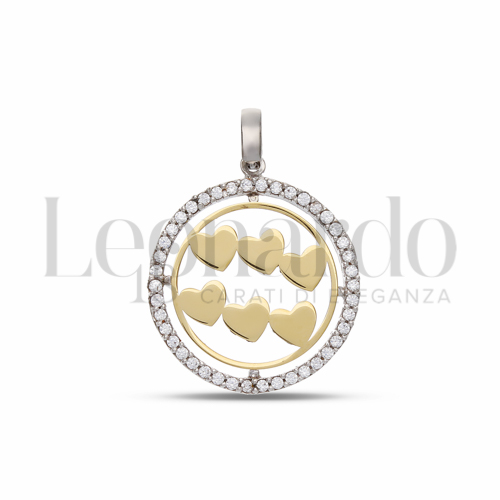 Cuore con Zircone bianco in Oro Giallo e Oro Bianco da 1,7gr.