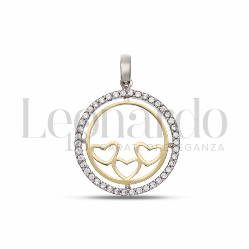 Cuore con Zircone bianco in Oro Giallo e Oro Bianco da 1,5gr.
