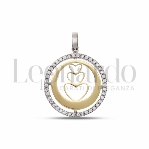 Cuore con Zircone bianco in Oro Giallo e Oro Bianco da 1,6gr.