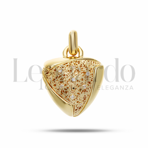 Triangolo con Zircone bianco in Oro Giallo da 5,6gr.
