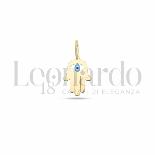 Mano di Fatima con Smalto in Oro Giallo da 0,6gr.