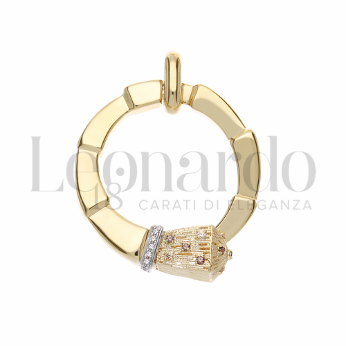 con Zirconi bianchi e zirconi Brown in Oro Giallo e Oro Bianco da 8,6gr.
