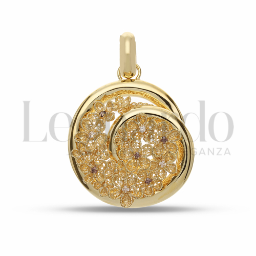 con Zirconi bianchi e zirconi Brown in Oro Giallo da 7,6gr.